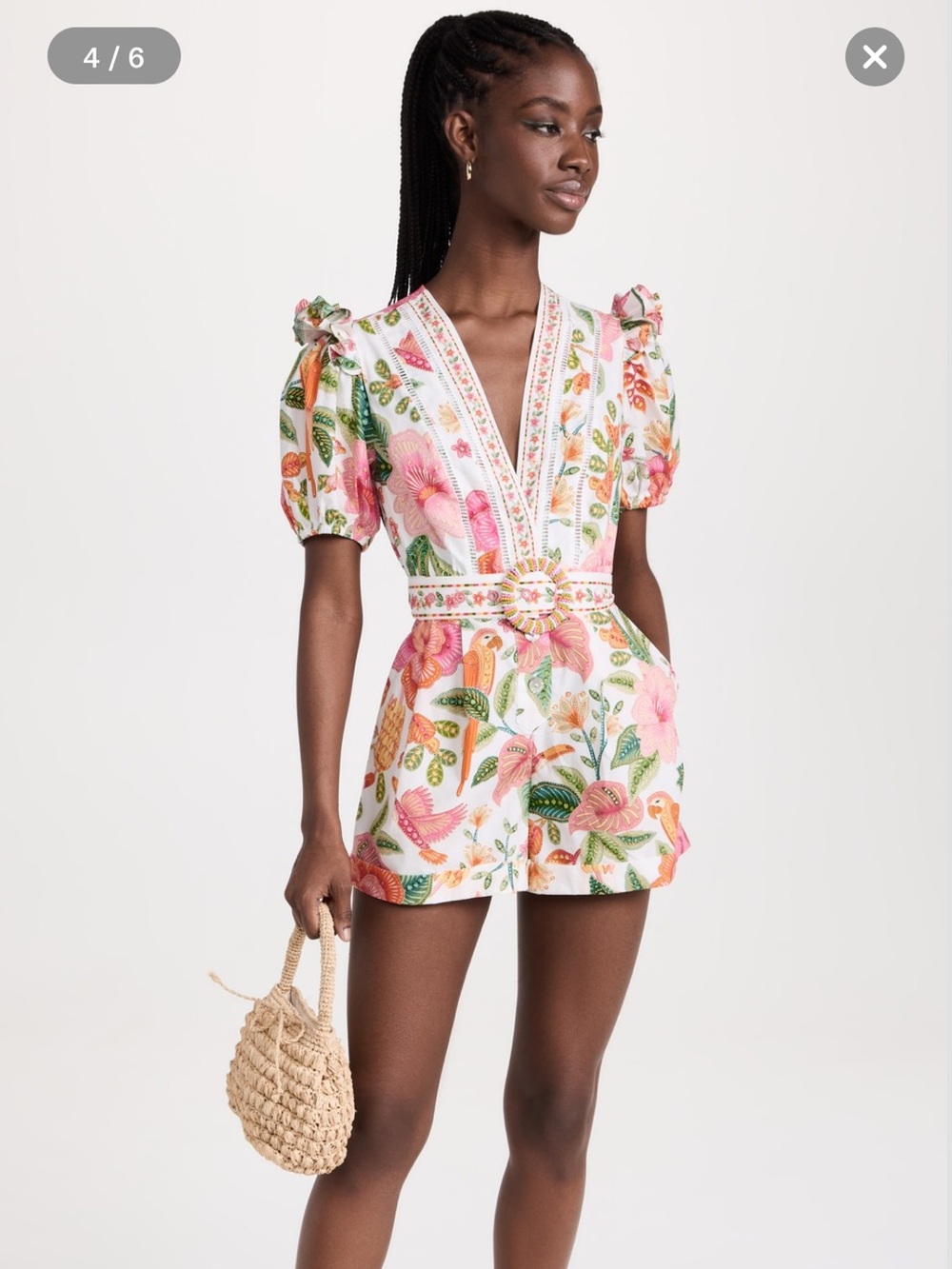 FARM Rio Bloom Garden Off-White Romper - Picture 1 of 5